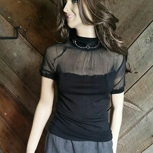 Elegant Top with Sheer Fabric Inset